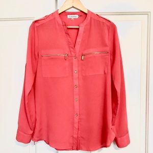 Pink Calvin Klein button down blouse